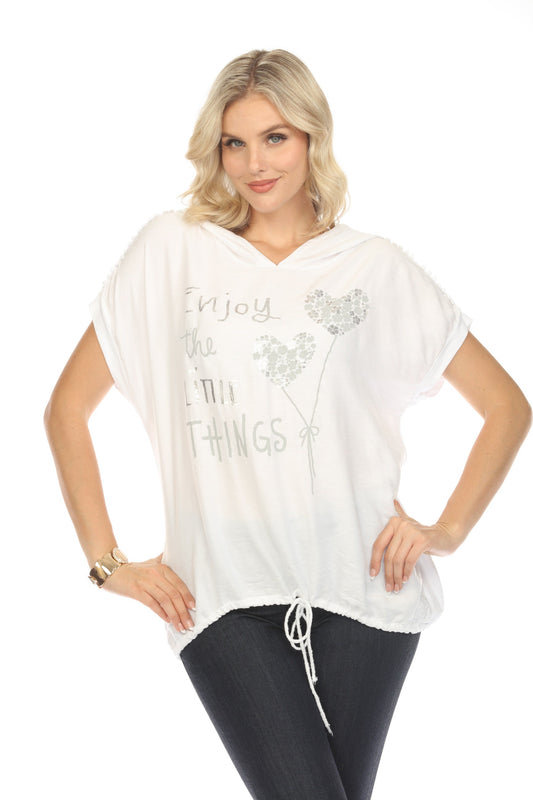 White Hooded Top Dolman Window Sleeves