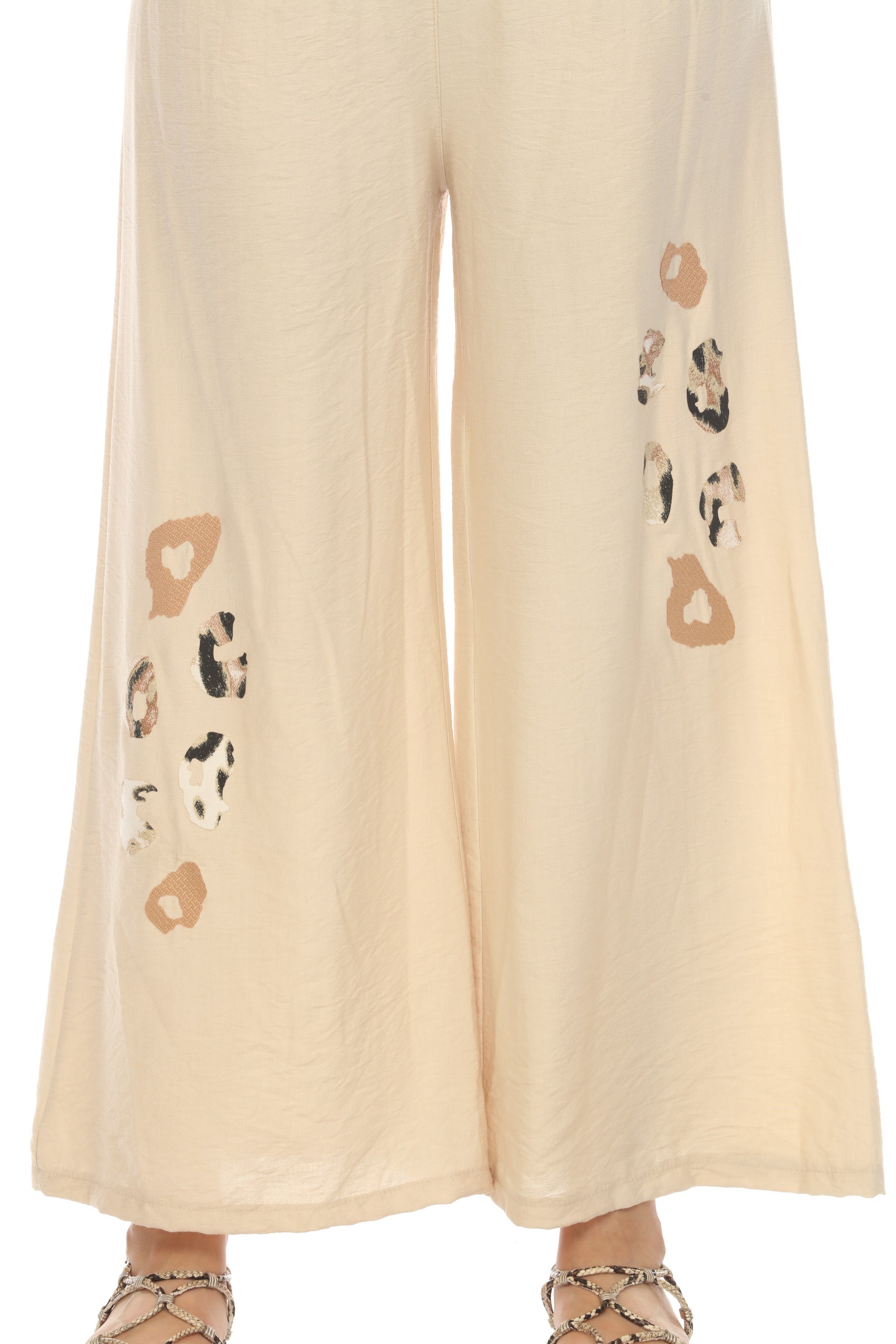 Wide Leg Elastic Pant with Animal Print