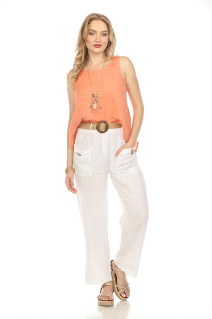 Peach Sleeveless top button detailed back