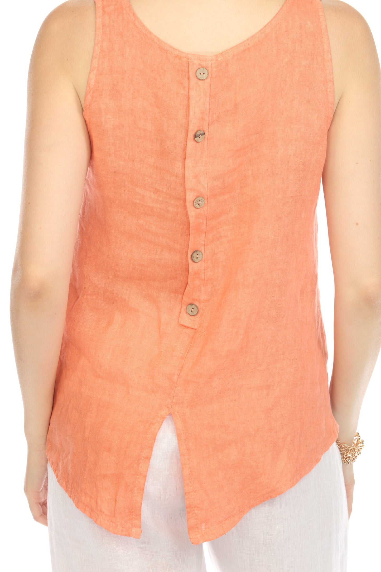 Peach Sleeveless top button detailed back
