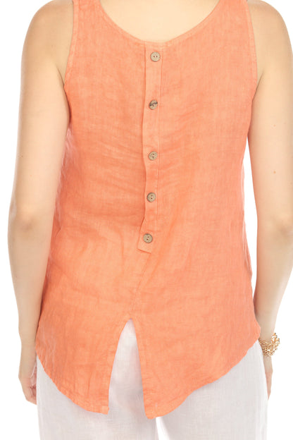 Peach Sleeveless top button detailed back