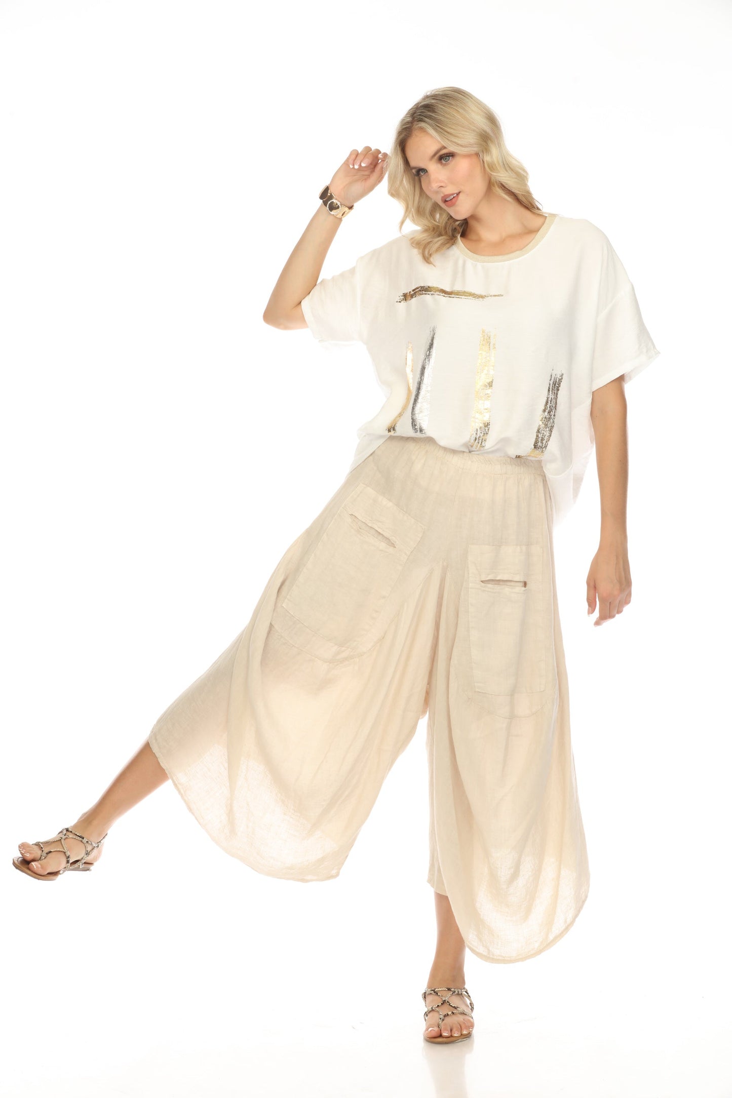 Beige  Boho designer Pockets Pant