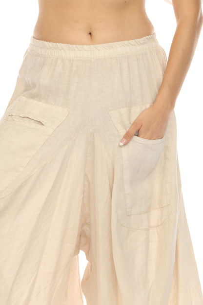 Beige Boho designer Pockets Pant