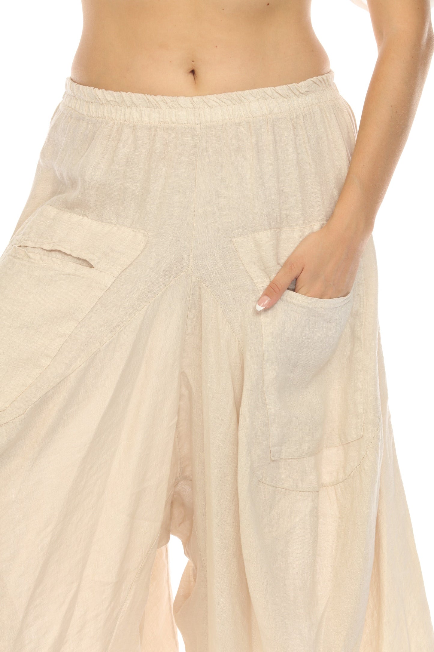 Beige  Boho designer Pockets Pant
