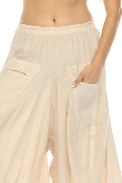 Beige  Boho designer Pockets Pant