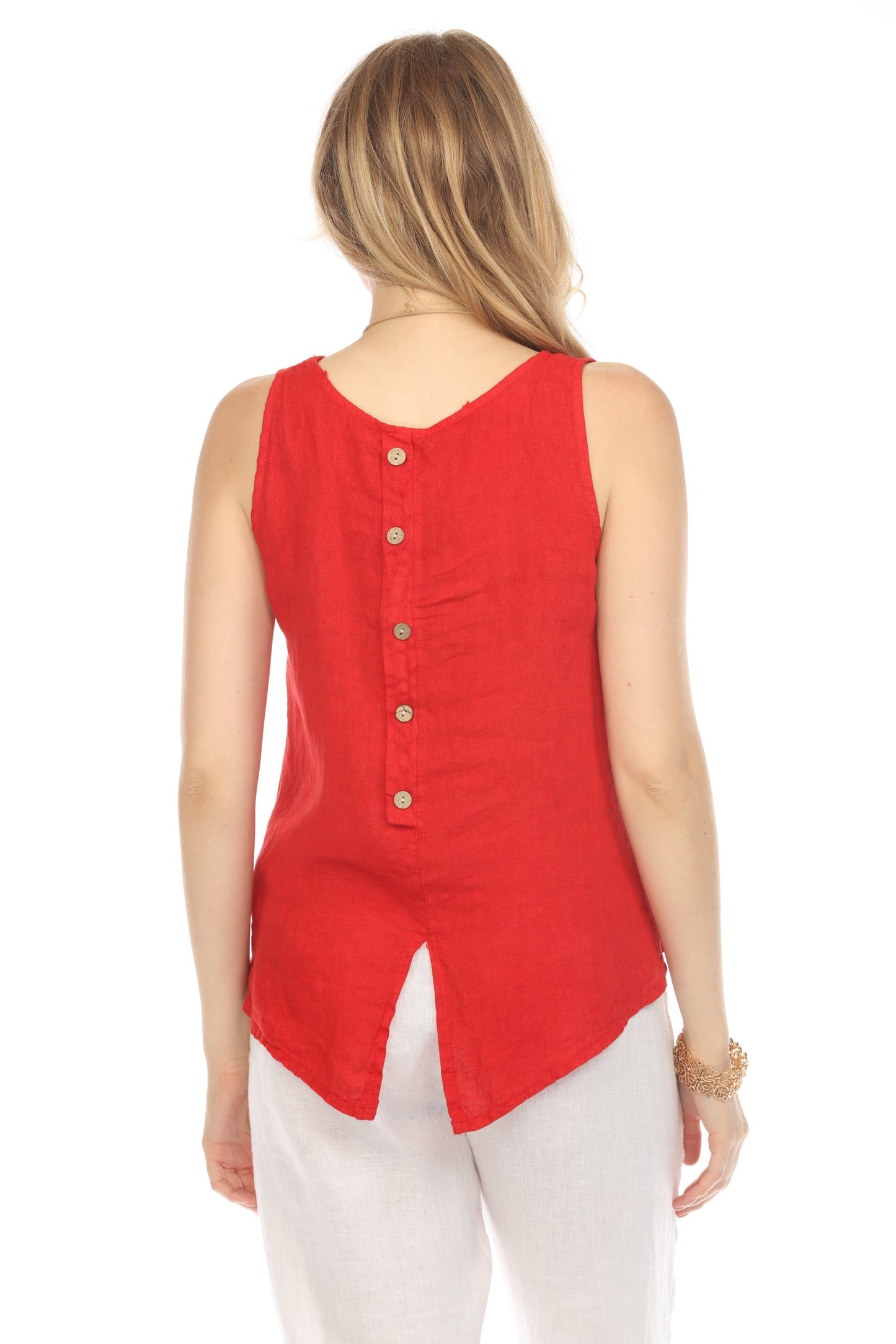 Red Sleeveless top button detailed back