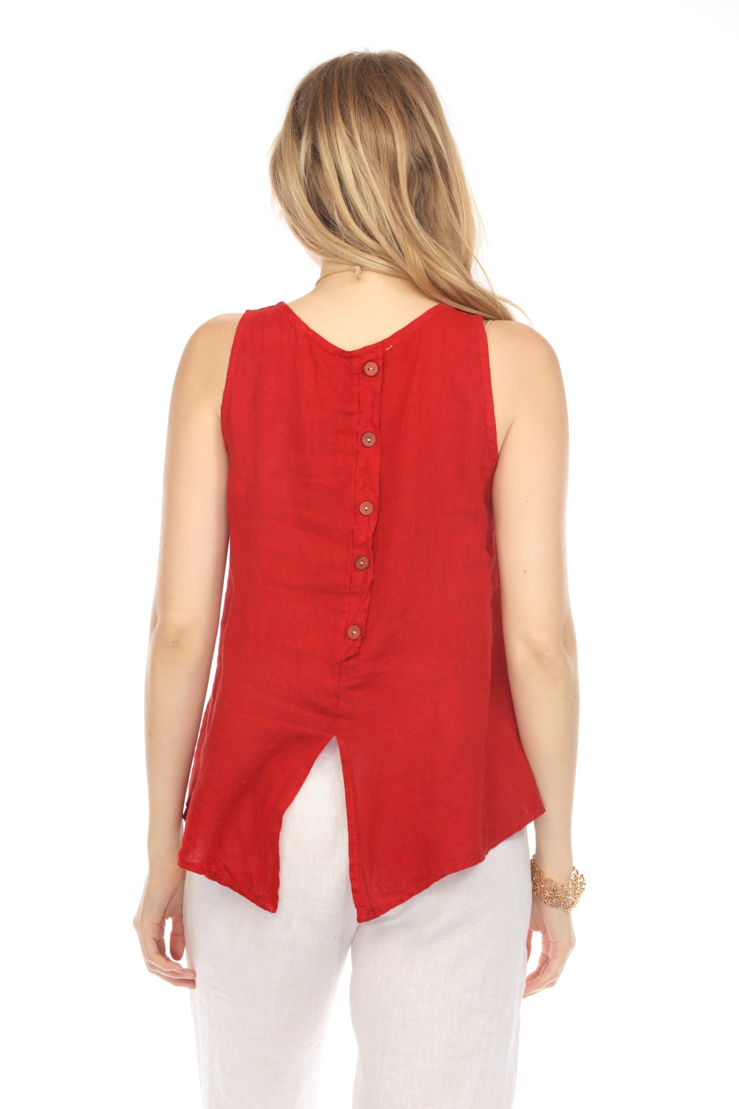 Burgundy Sleeveless top button detailed back