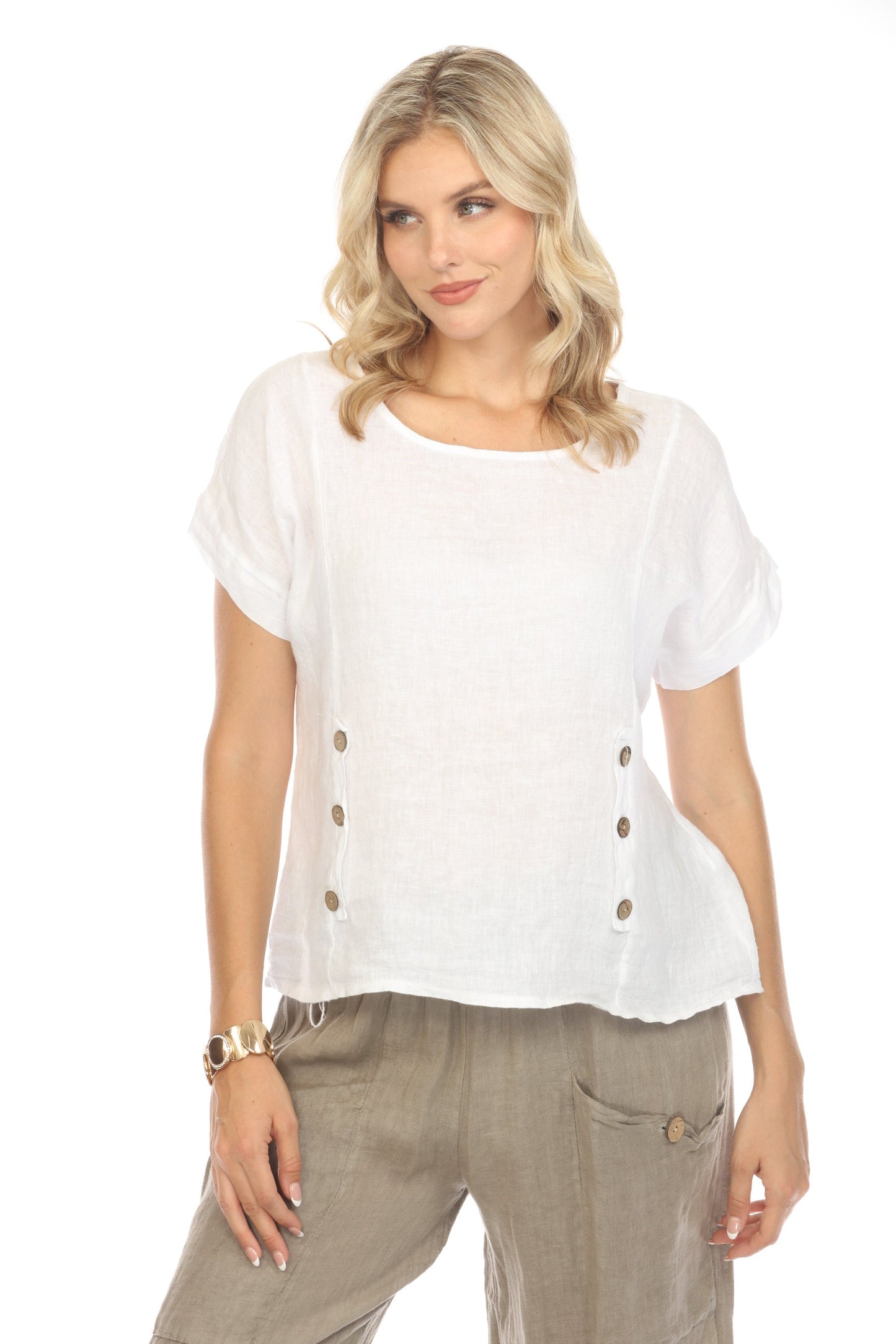Taupe Elastic Waist Wide Leg Pant with Pockets