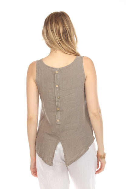 Taupe Sleeveless top button detailed back