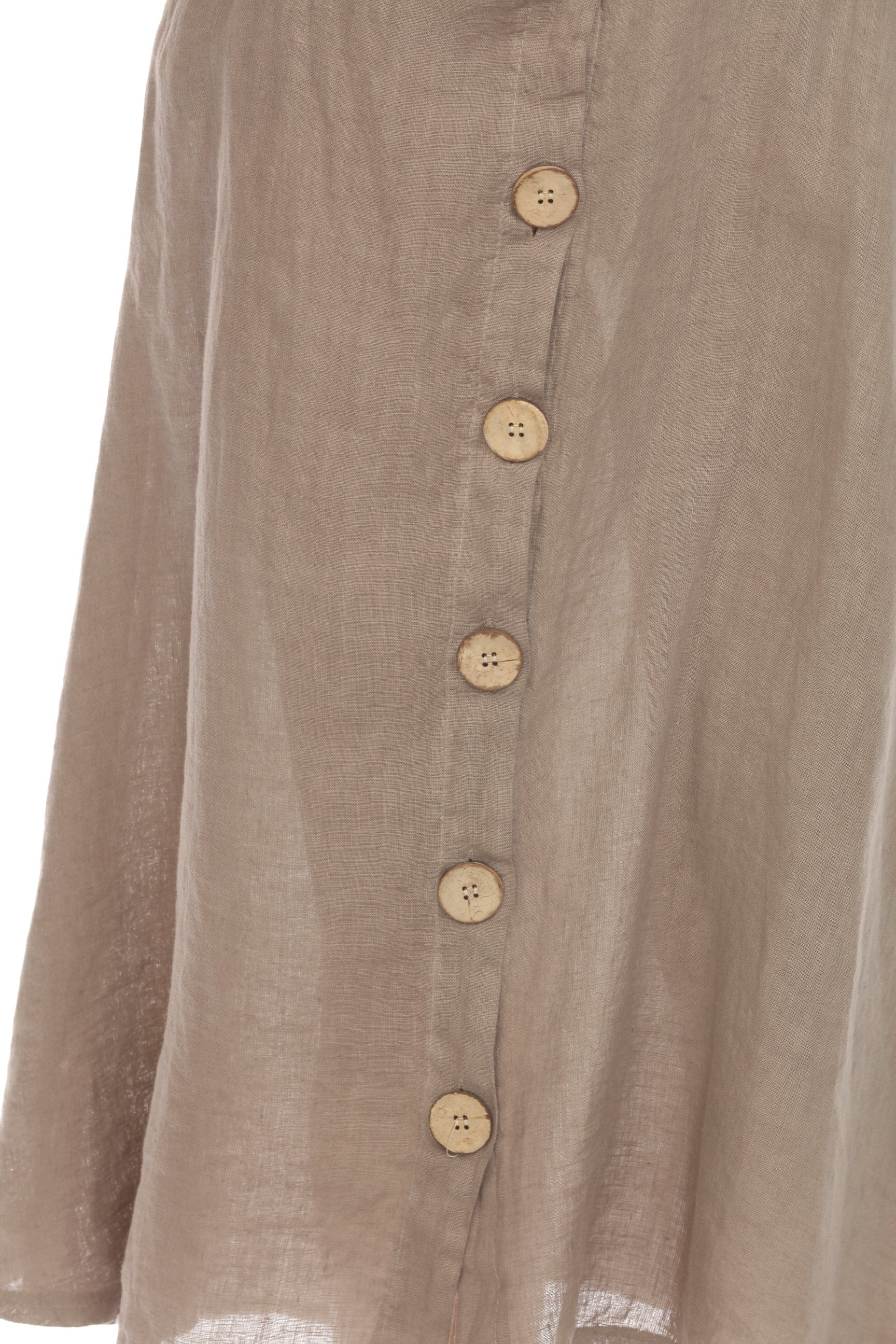 Taupe Bamboo Belted Skirt with Buttons & Pockets