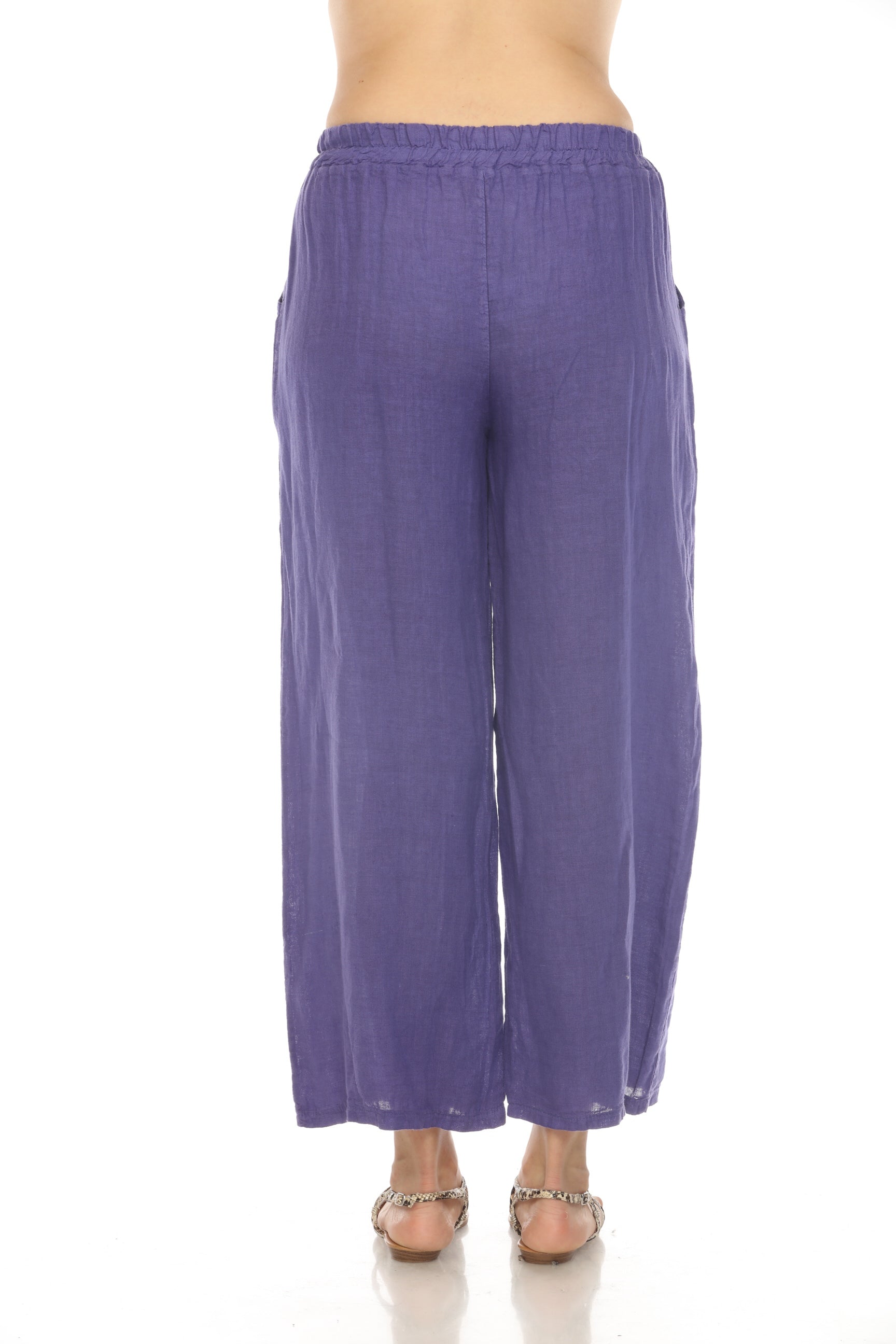 Purple Drawstring Elastic Waist Wide Leg Pant