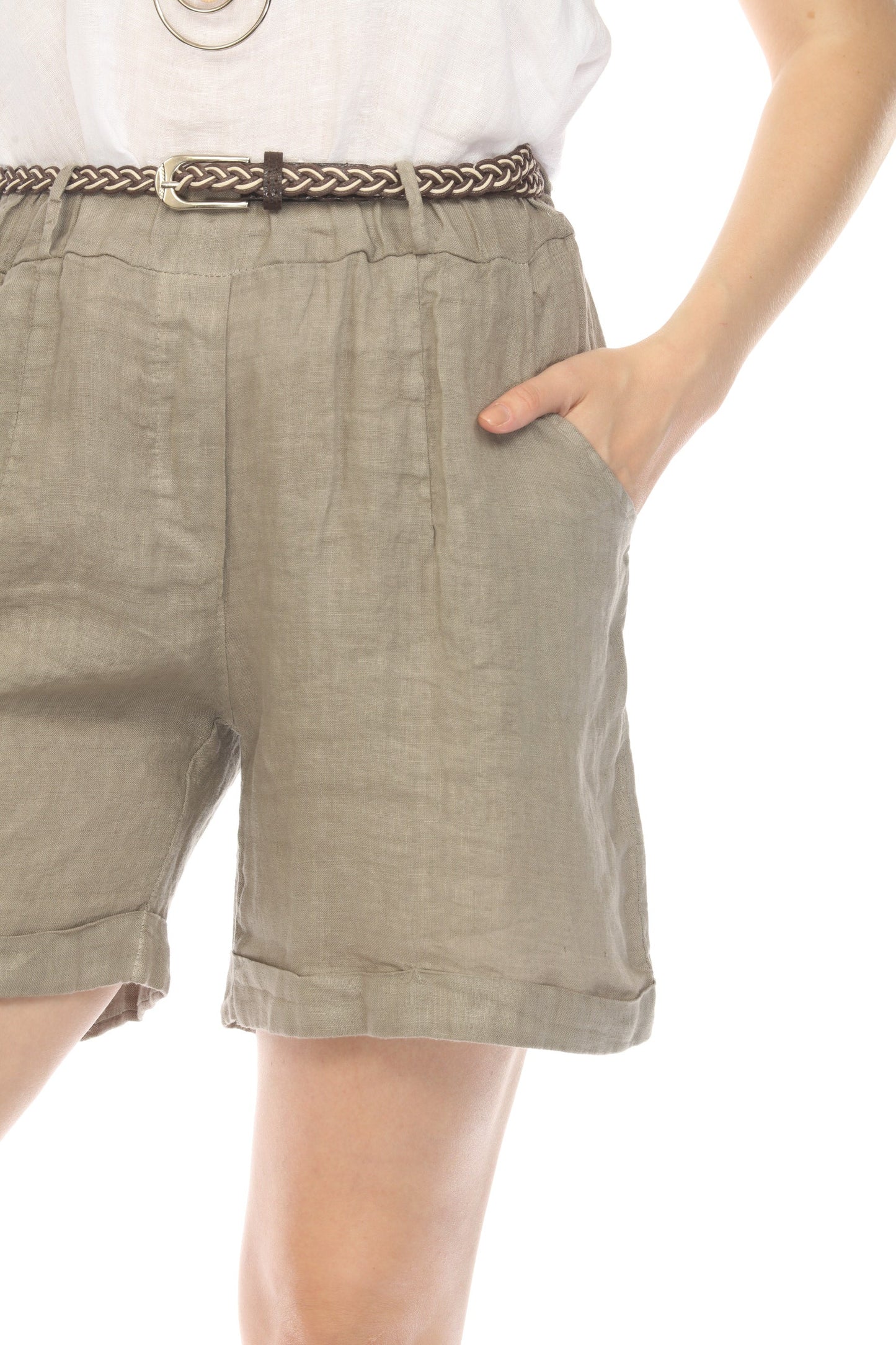 Taupe Shorts with twisted Belt