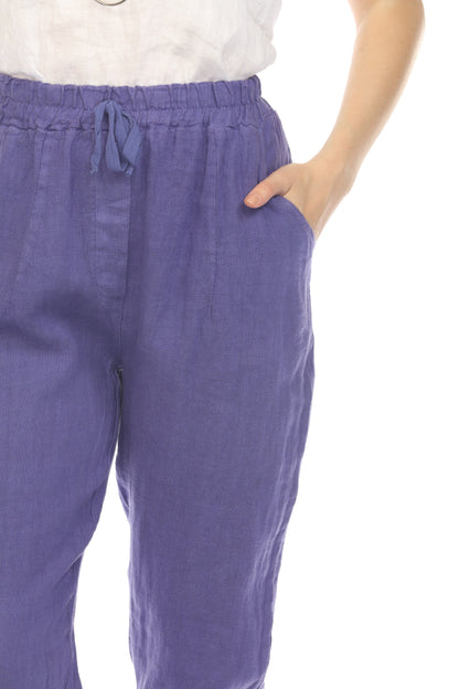 Purple Cropped style Drawstring Pockets Pant