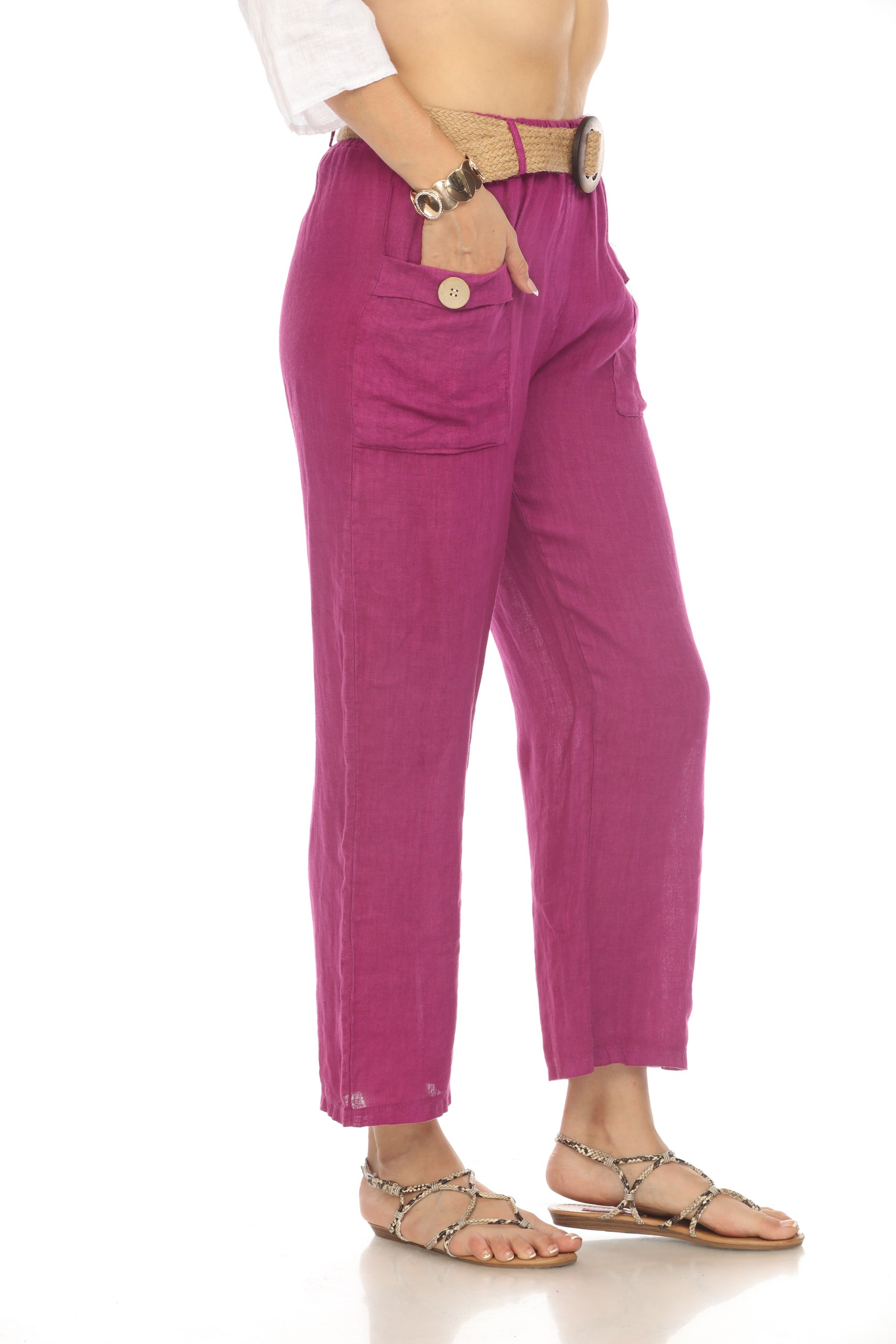 Grape Pant with Bamboo belt and Pockets