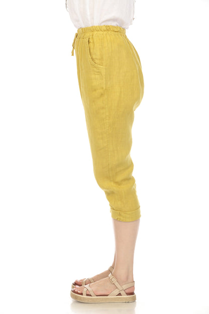Mustard Cropped style Drawstring Pockets Pant