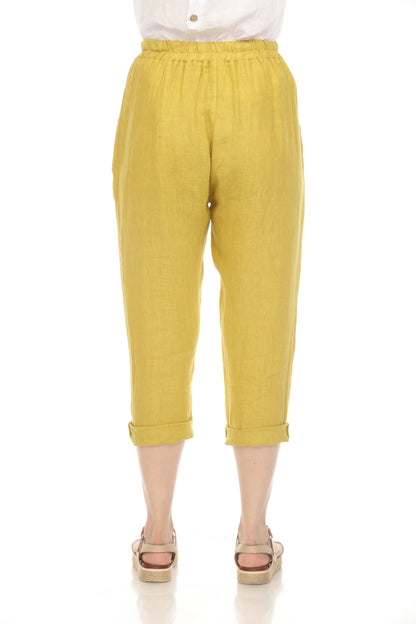 Mustard Cropped style Drawstring Pockets Pant