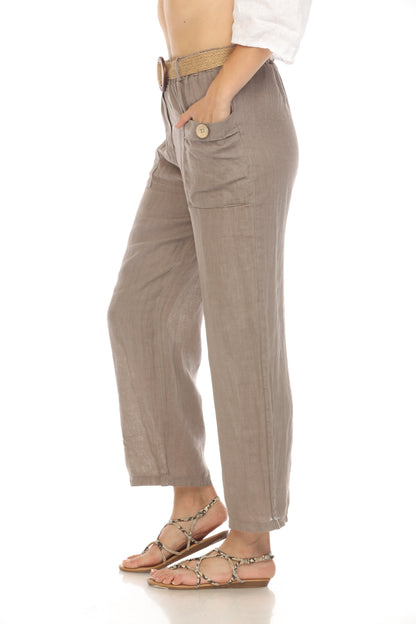 Taupe Pant with Bamboo belt and Pockets