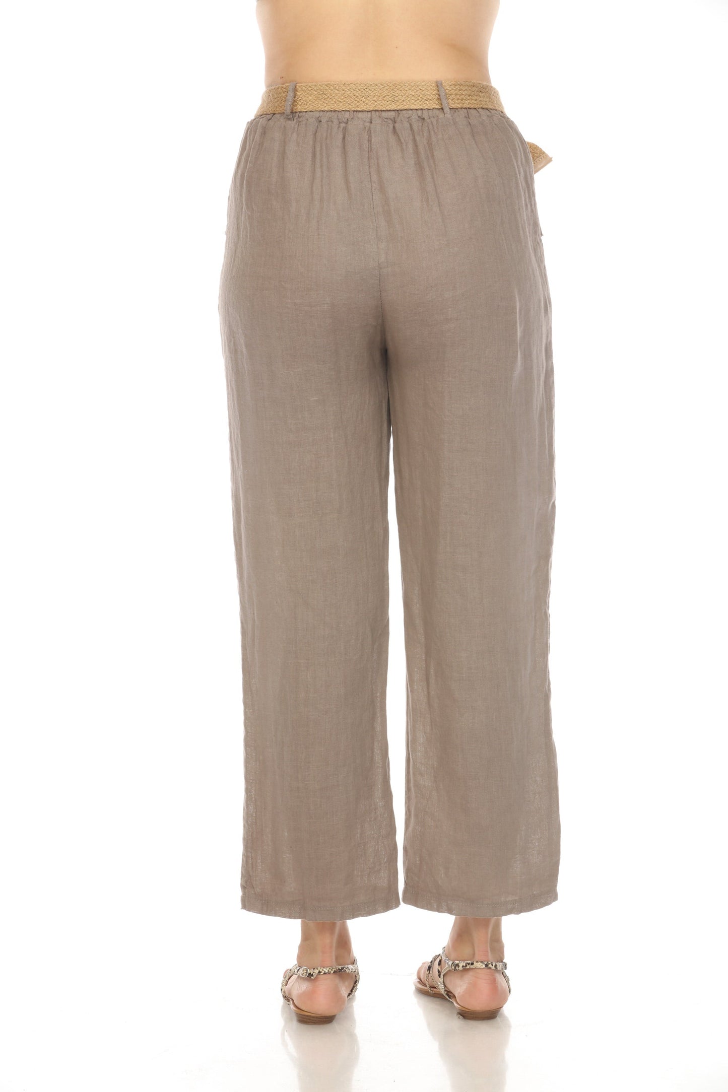 Taupe Pant with Bamboo belt and Pockets