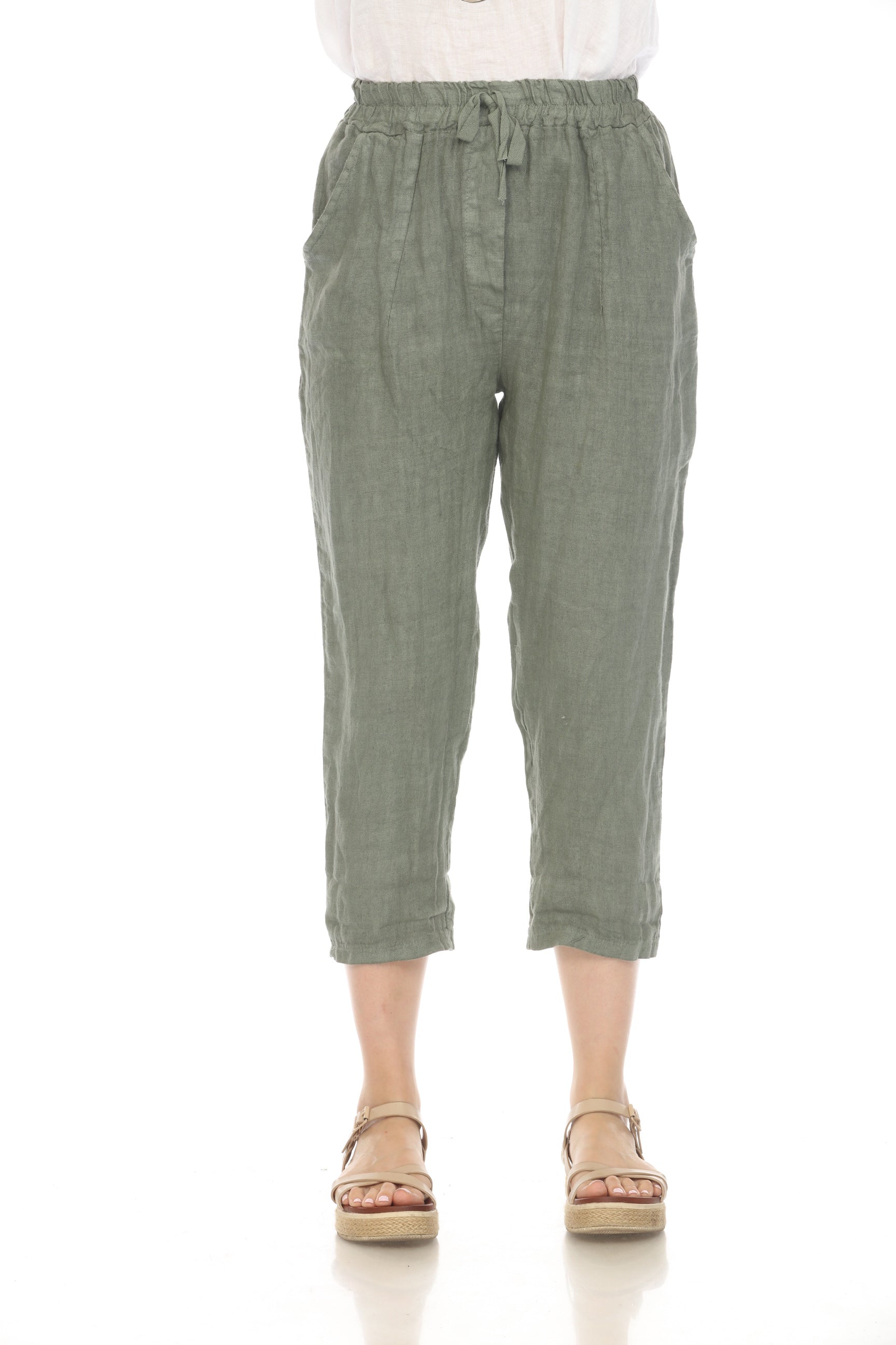 Olive Trouser style Drawstring Pockets Pant