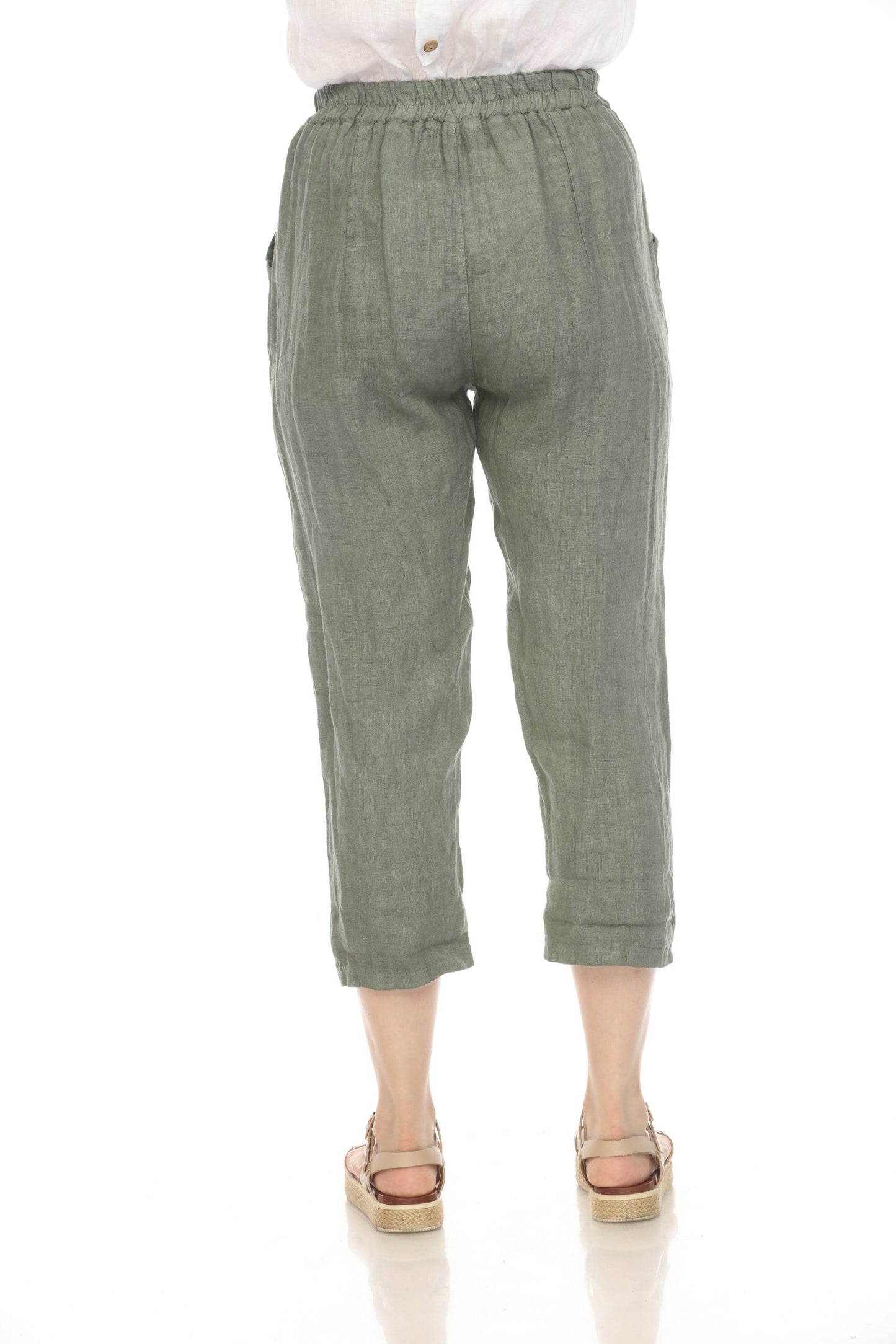 Olive Cropped style Drawstring Pockets Pant