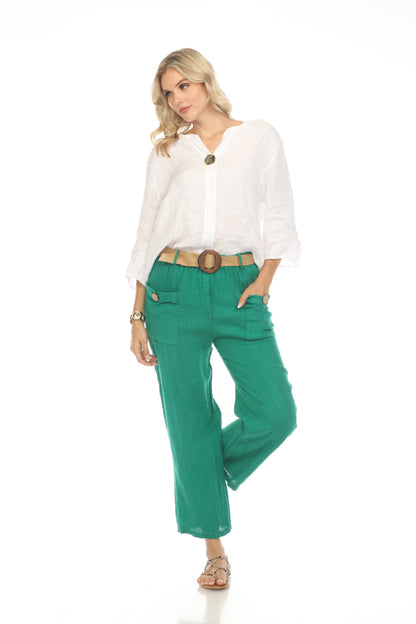 Green Pant with Bamboo belt and Pockets
