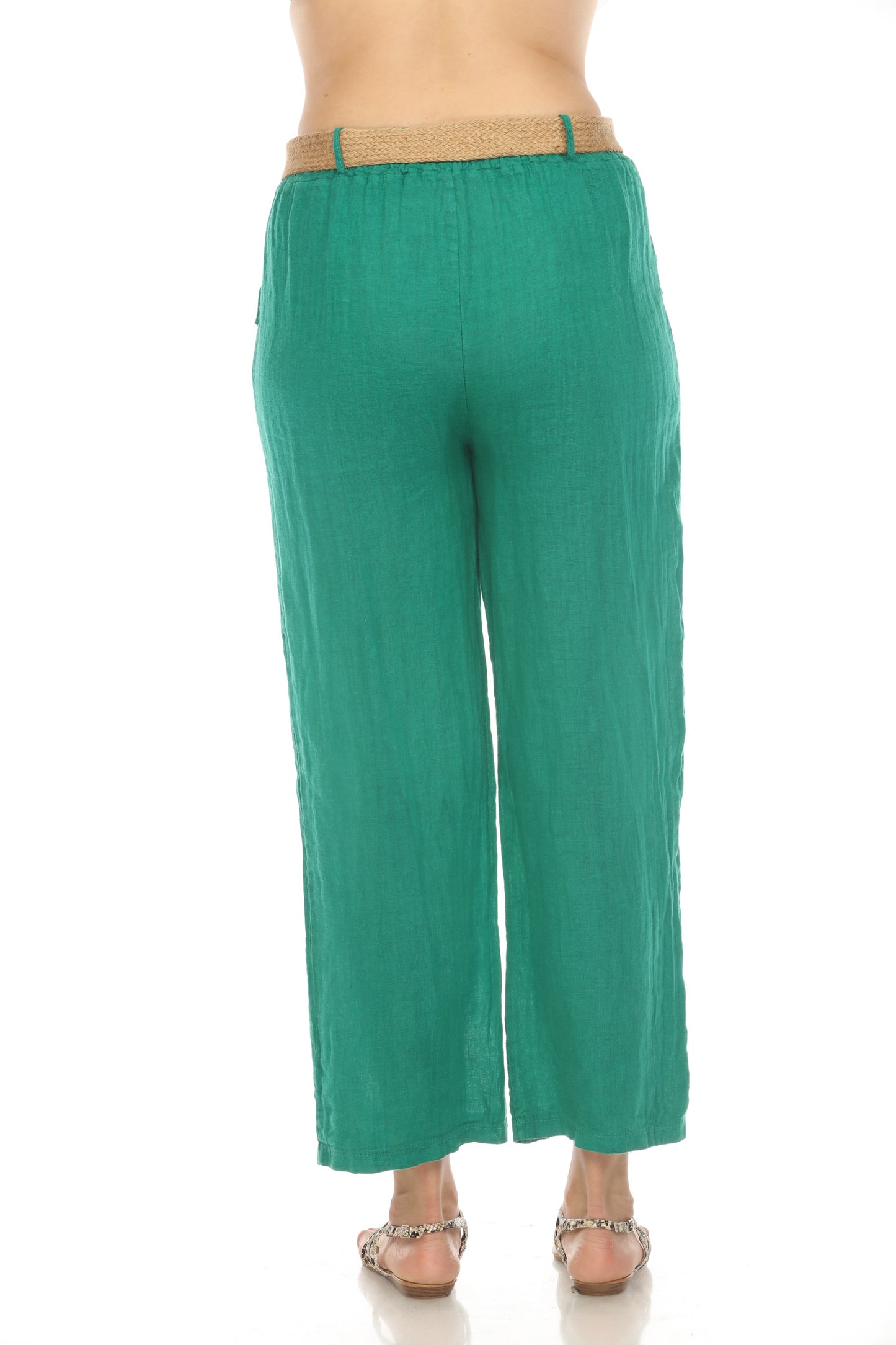 Green Pant with Bamboo belt and Pockets
