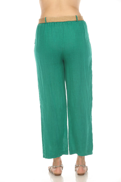 Green Pant with Bamboo belt and Pockets