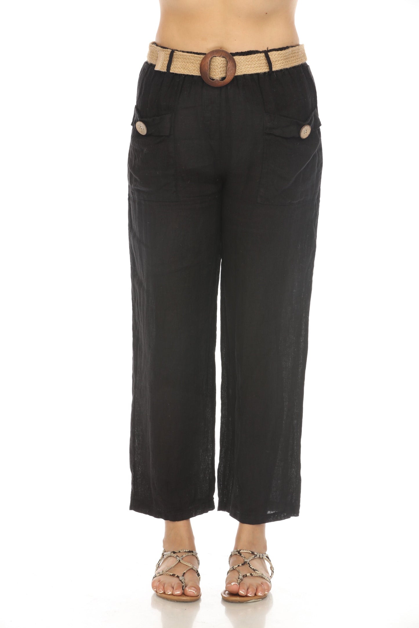 Black Pant with Bamboo belt and Pockets