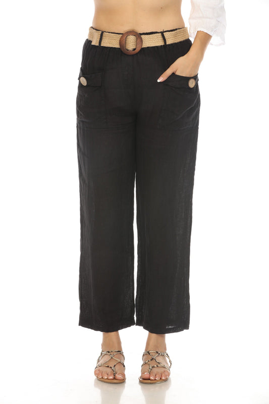 Black Pant with Bamboo belt and Pockets