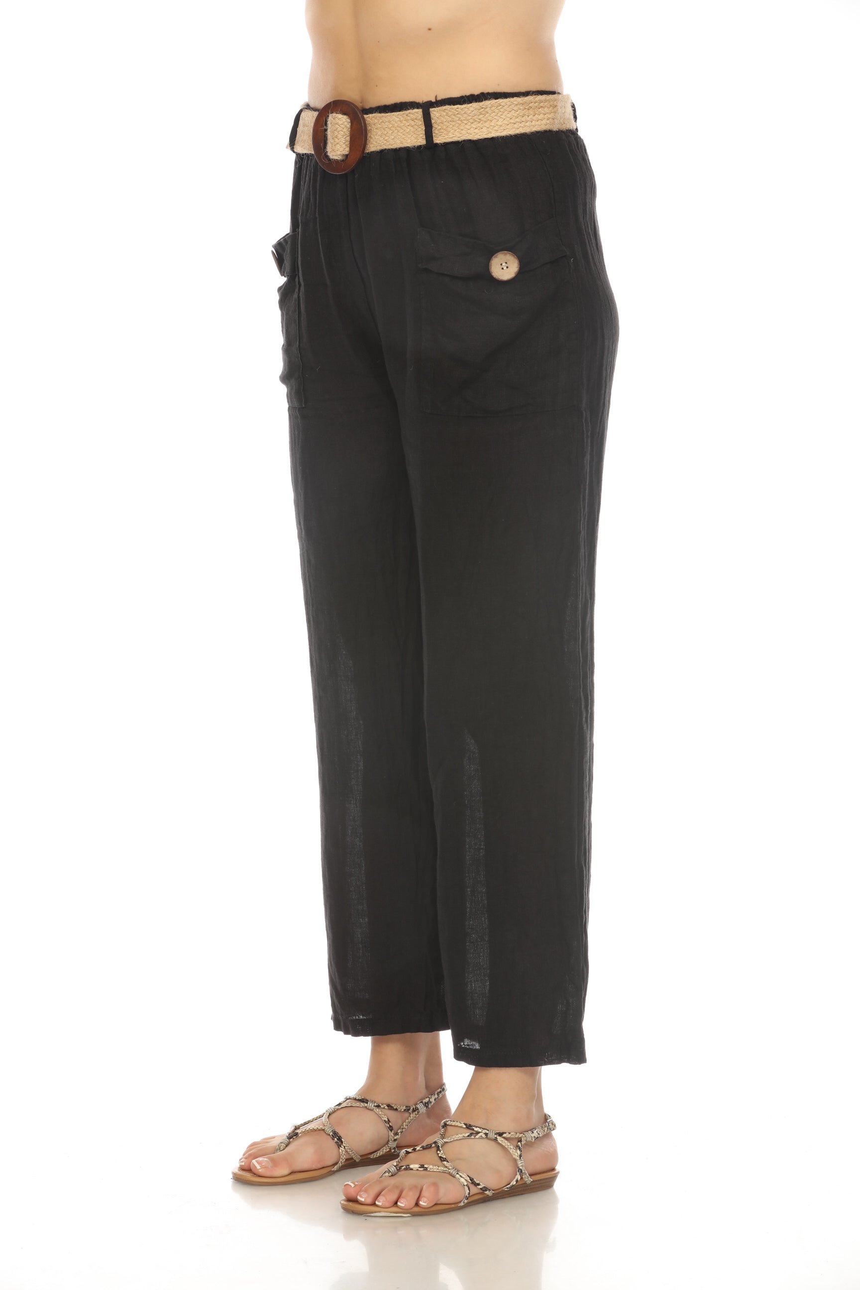 Black Pant with Bamboo belt and Pockets