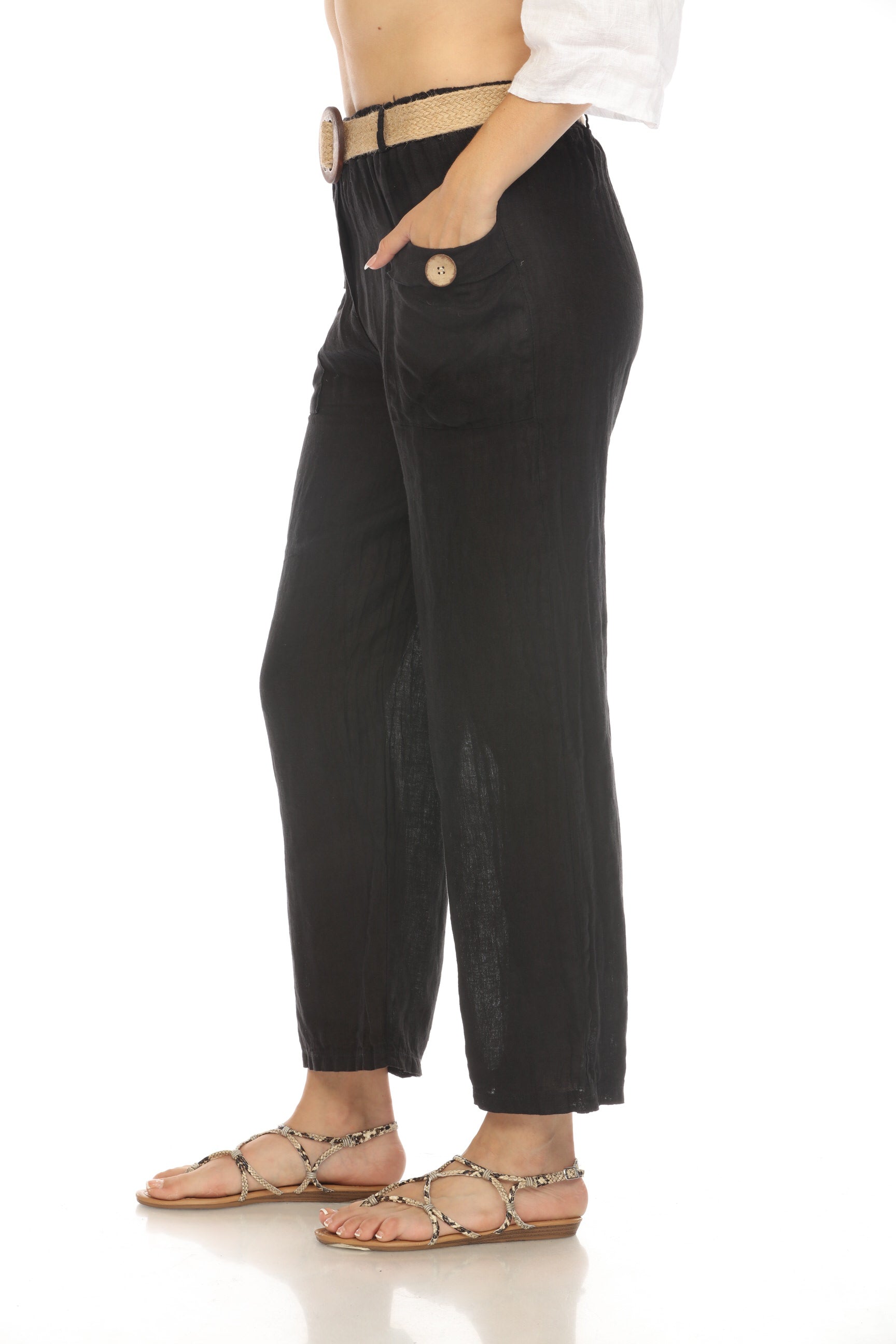 Black Pant with Bamboo belt and Pockets