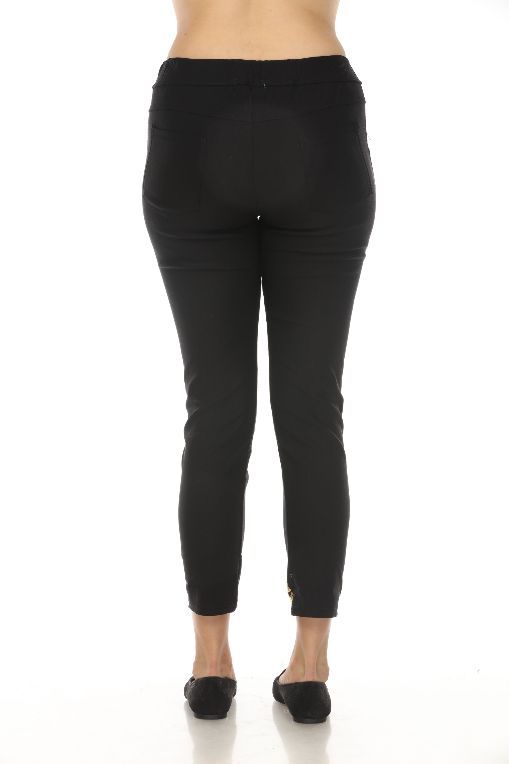 Black Gold Detail Strachable Pant with Drawstring