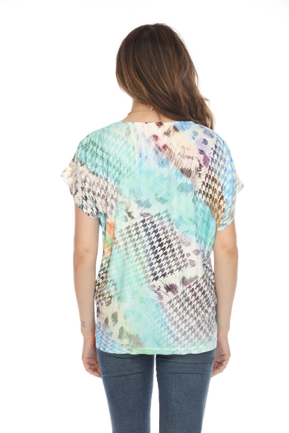 Short Teal modern Printed Top
