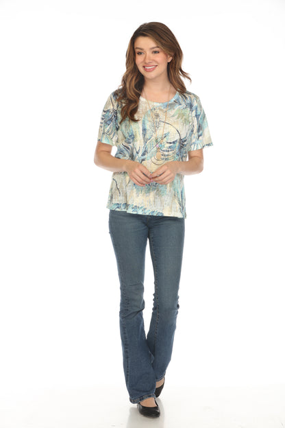 Palm Tree Glimmering Green Top