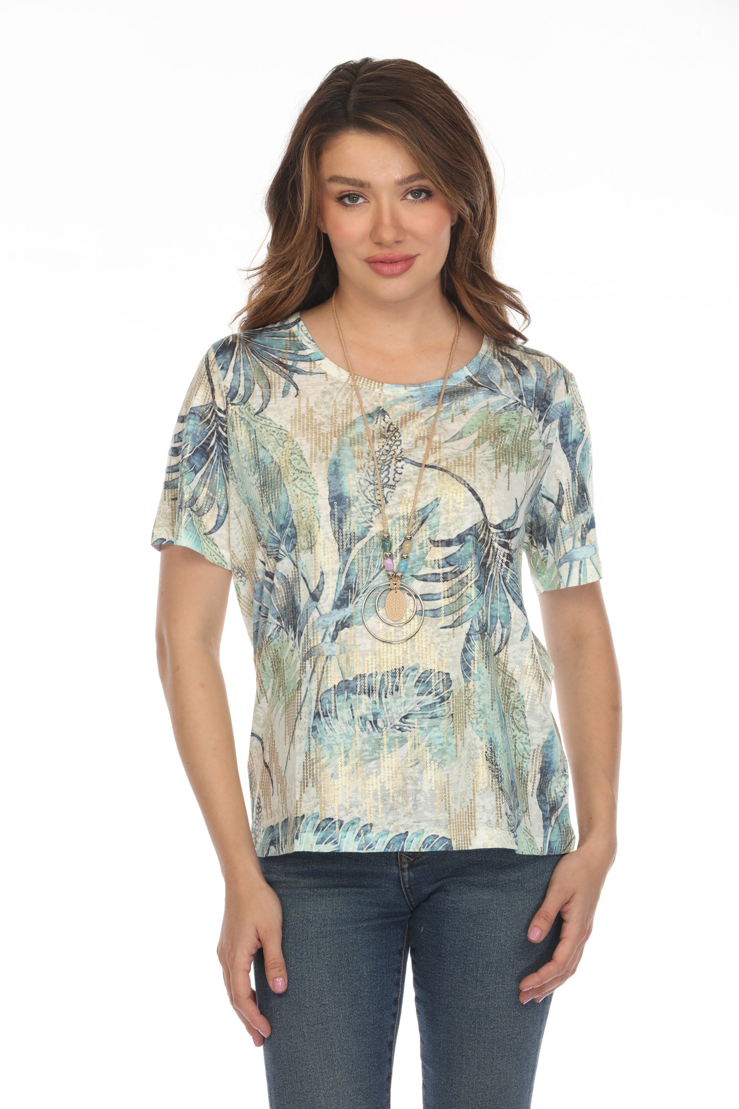 Palm Tree Glimmering Green Top