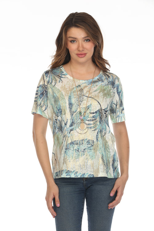 Palm Tree Glimmering Green Top