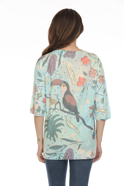 Exotic Toucan Bird Whimsical Floral Top