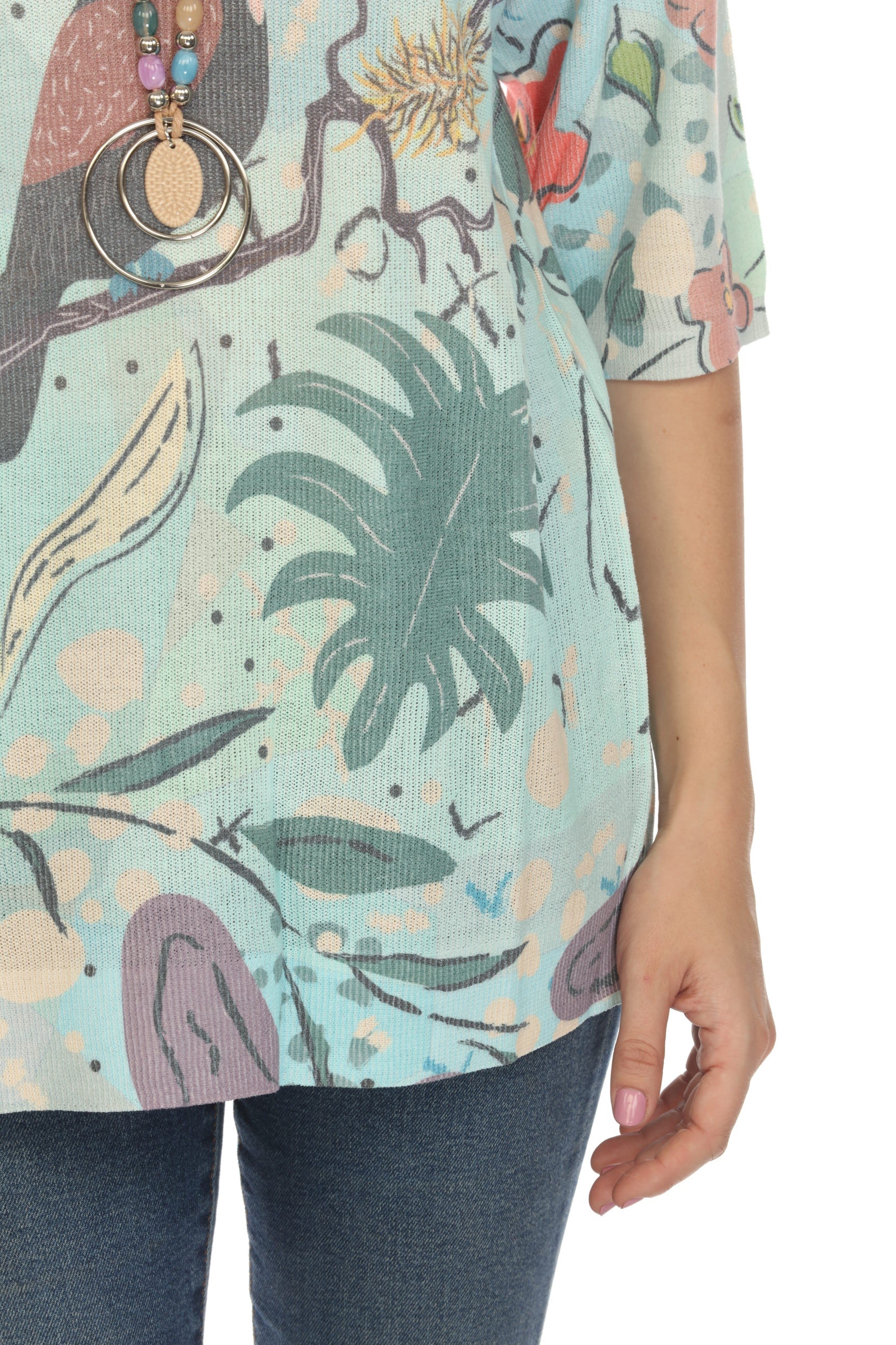 Bird Print Blue Blend Top