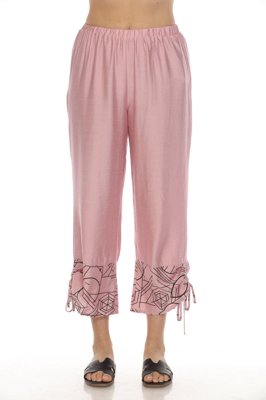 Blush Pink Abstract Print Tie Pant