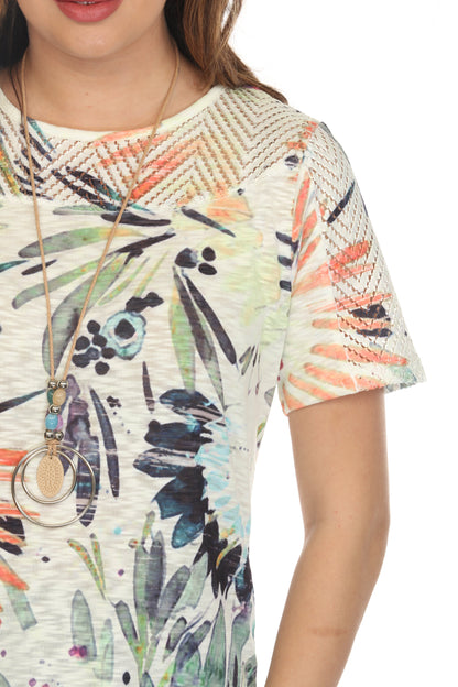 Colorful splash floral mesh Top
