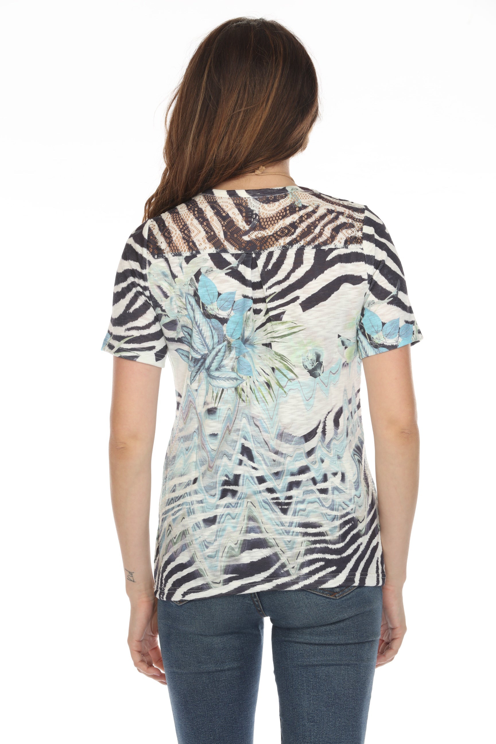 Zebra Print Women Casual Short Top