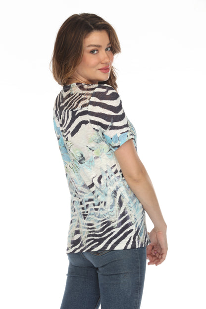 Zebra Print Women Casual Short Top