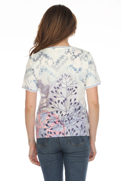 Purple White Bloom Fusion Top
