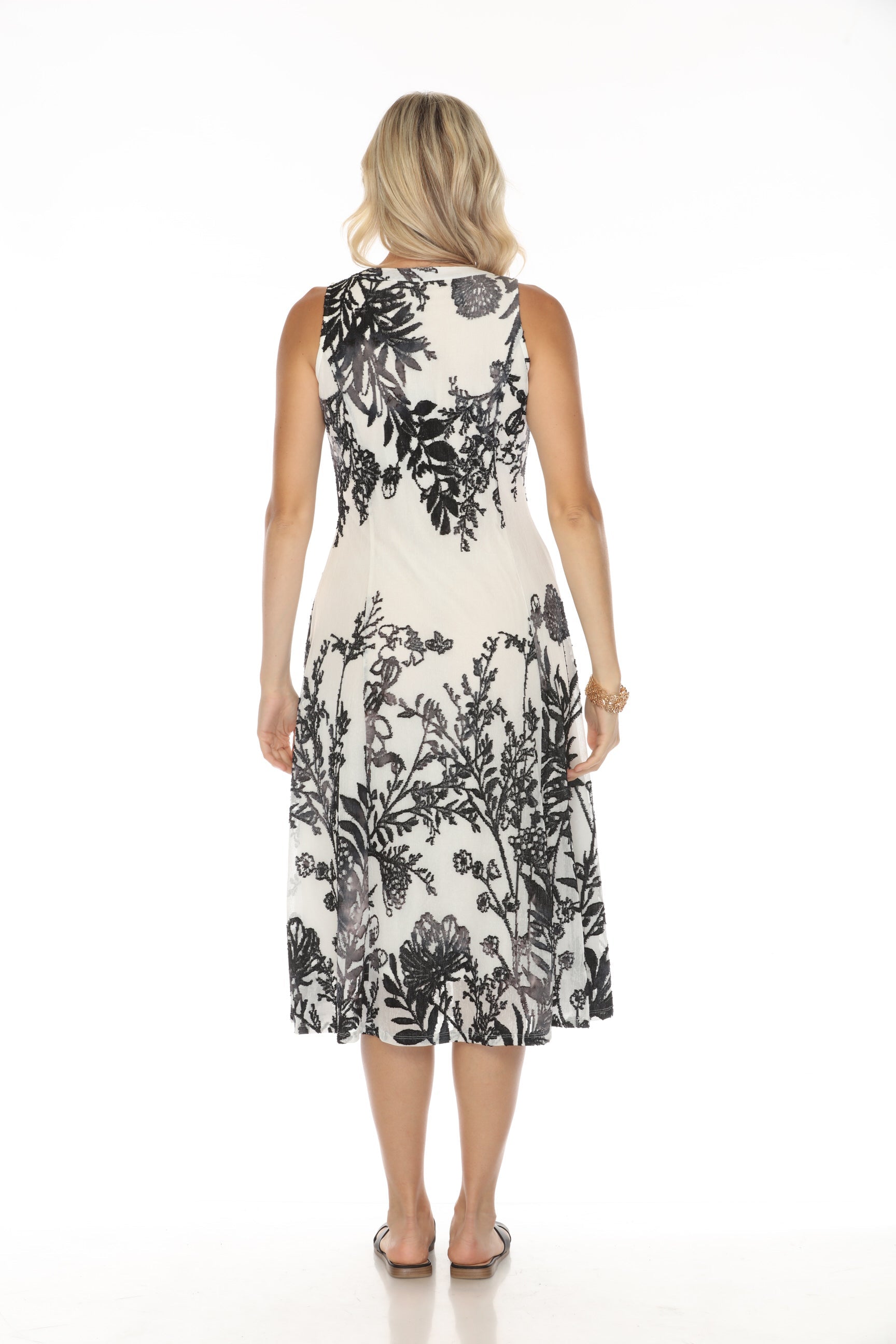 Nature Print Black and White Dress