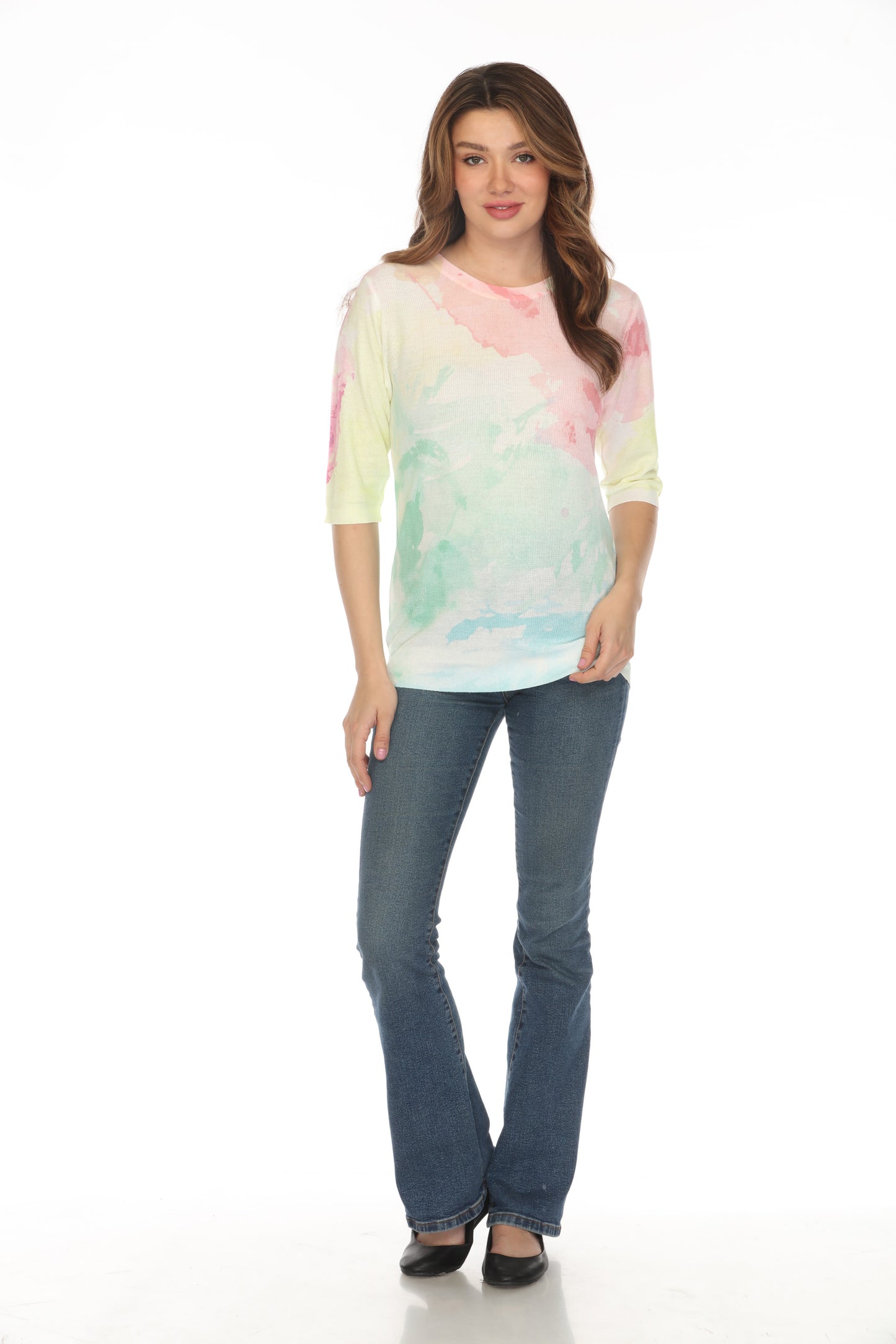 Pink and Green Cloud Blended Top