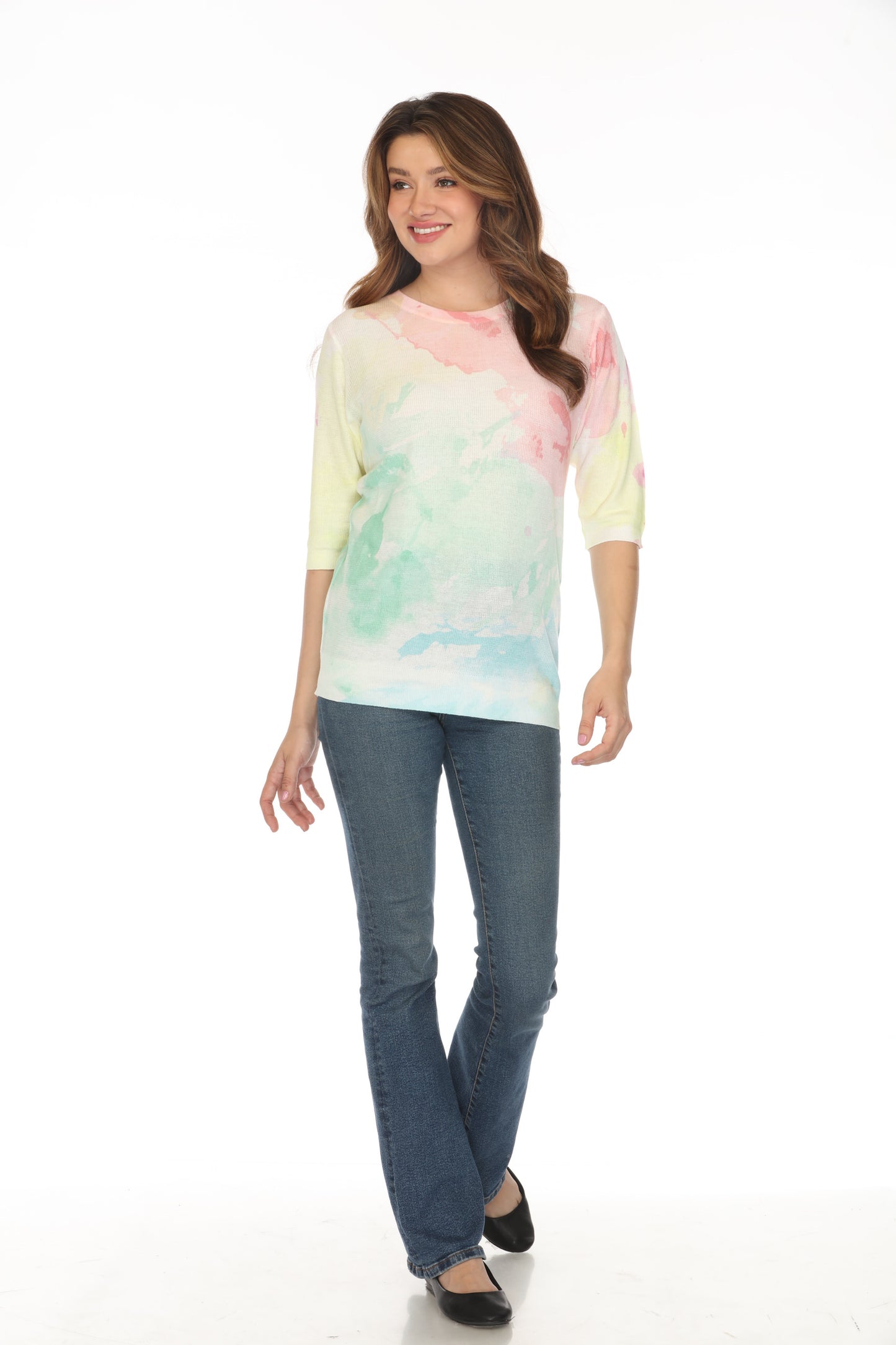 Pink and Green Cloud Blended Top