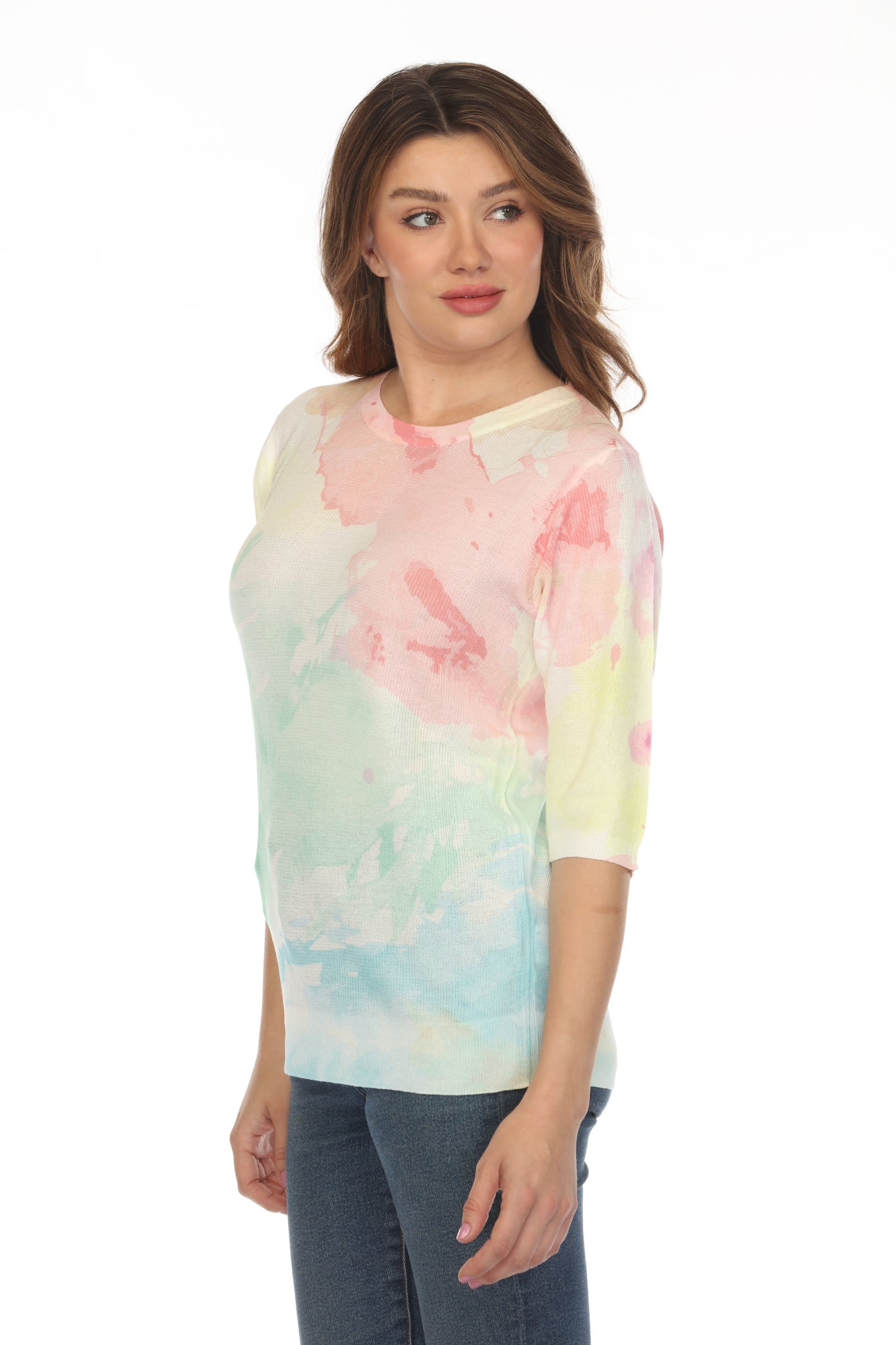 Pink and Green Cloud Blended Top