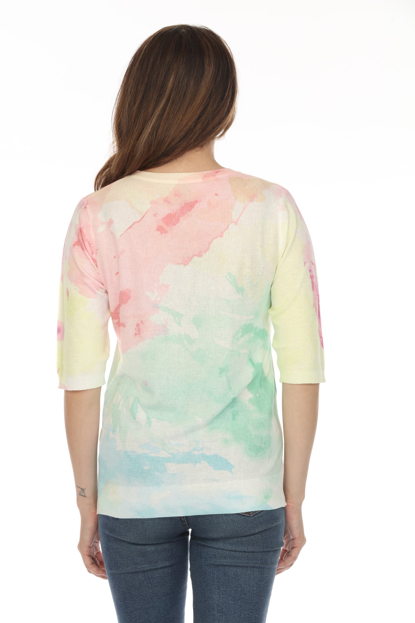 Pink and Green Cloud Blended Top