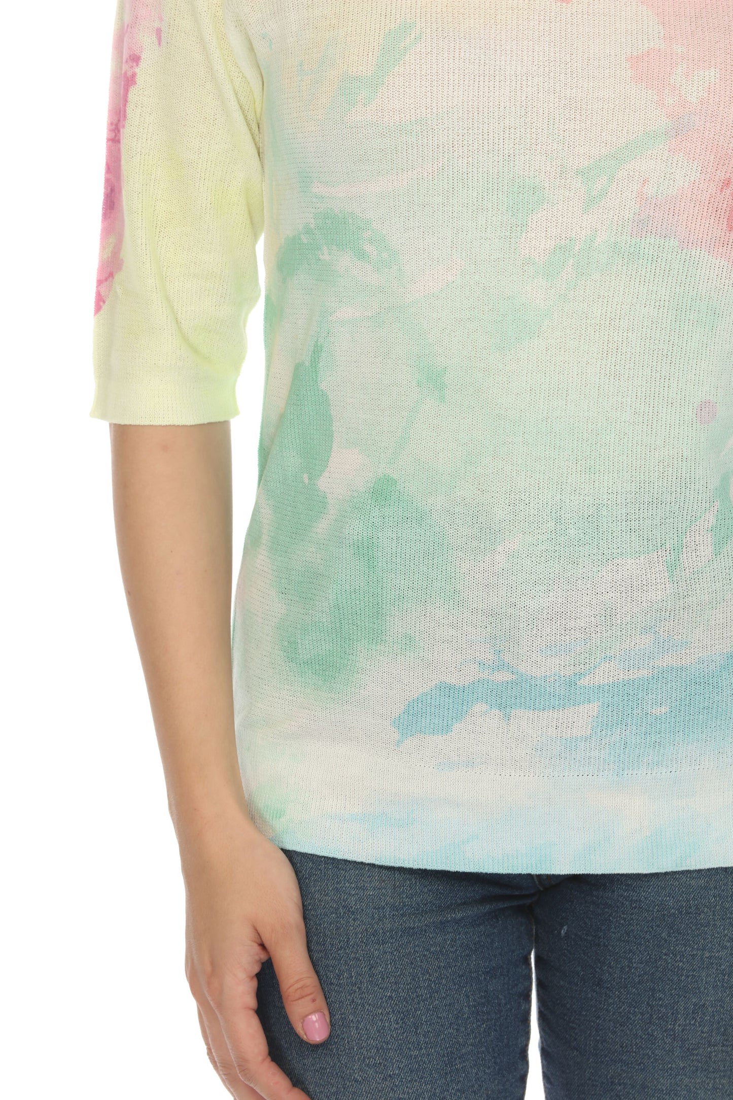 Pink and Green Cloud Blended Top