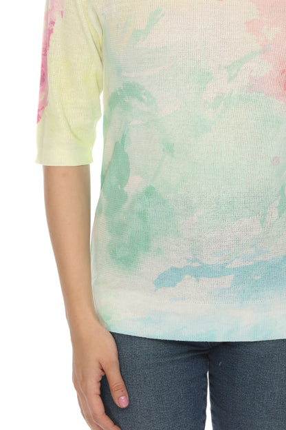 Pink and Green Cloud Blended Top